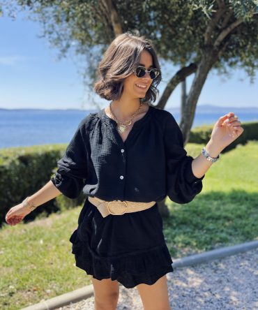 Chemise en GAZE DE COTON noire