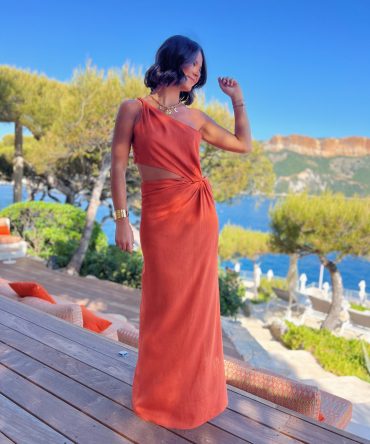 Robe ESMÉE en lin terracota