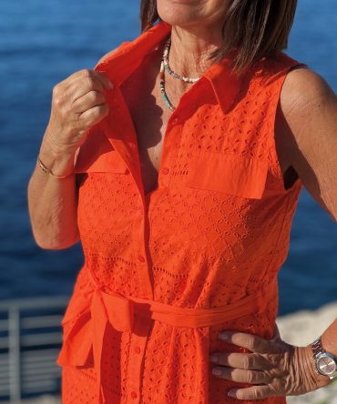 Robe chemise en BRODERIE ANGALISE orange