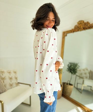 Chemise HEART blanc&rouge