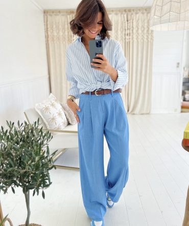 Pantalon a pinces bleu azur