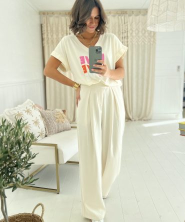 Pantalon MAX a pinces écru