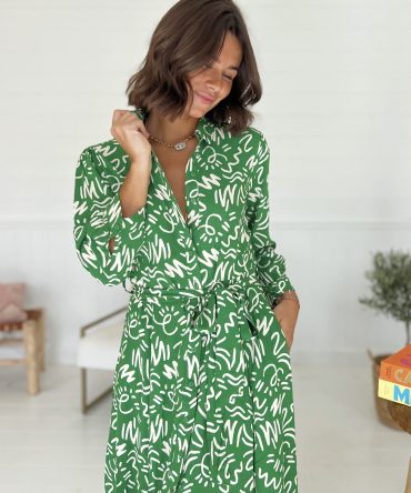 Robe SOFIA imprimé vert